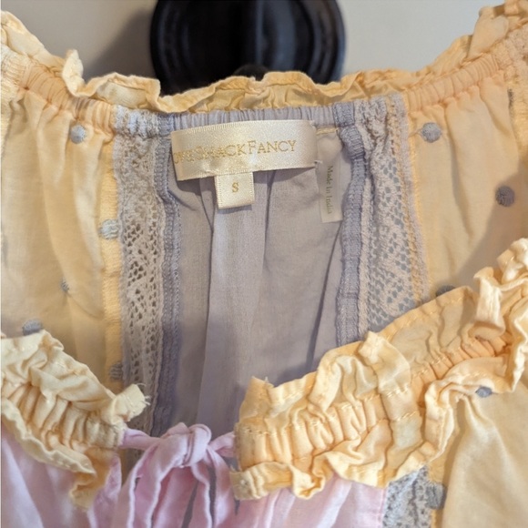 loveshackfancy pastel blouse with embroidery and ruffles - Picture 2 of 5